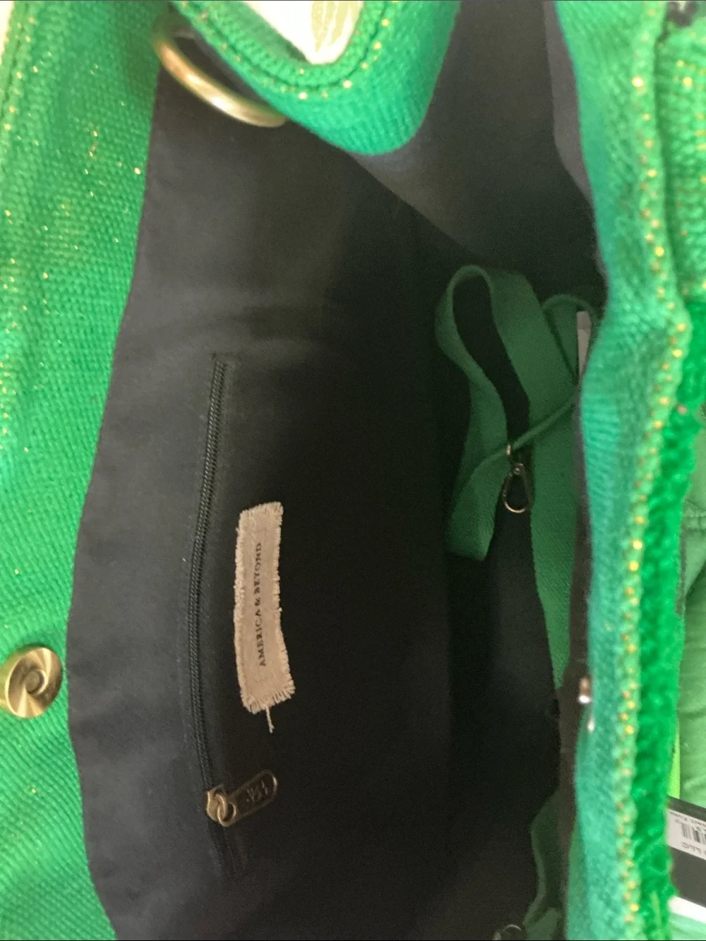 NWT America and Beyond whimsical wonder green evil eye tote, color: Forest.
